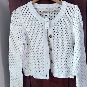 GAP White Open-Knit Cardigan